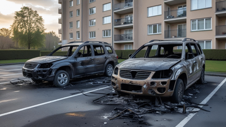 Deux véhicules en flammes