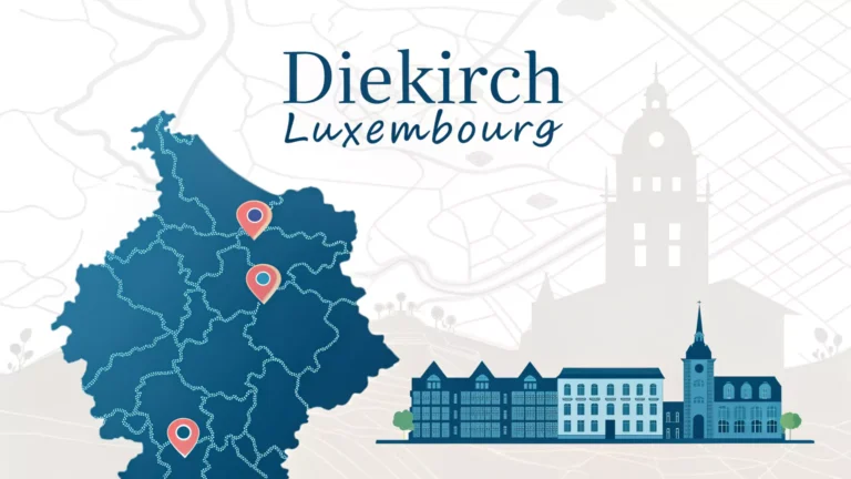 Carte du canton de Diekirch au Luxembourg avec ses communes, illustration informative pour découvrir la région.