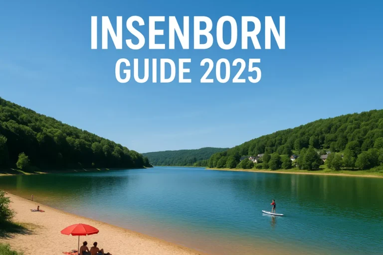 Vue panoramique du lac de la Haute-Sûre à Insenborn avec plage et nature au Luxembourg